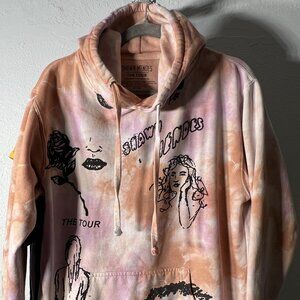 Shawn Mendes 2019 The Tour Sketch 2 Concert Peach Tie Dye Hoodie SZ Med